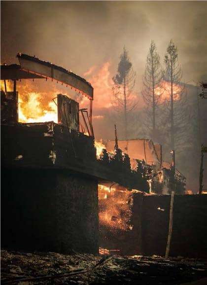 burning structures from Tubbs fire