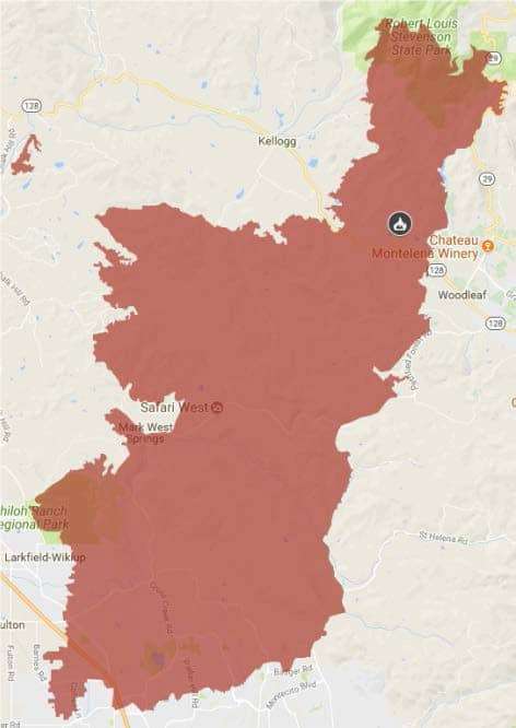 Map of Tubbs Fire"