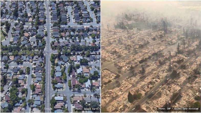 Santa Rosa Wildfire Before and After